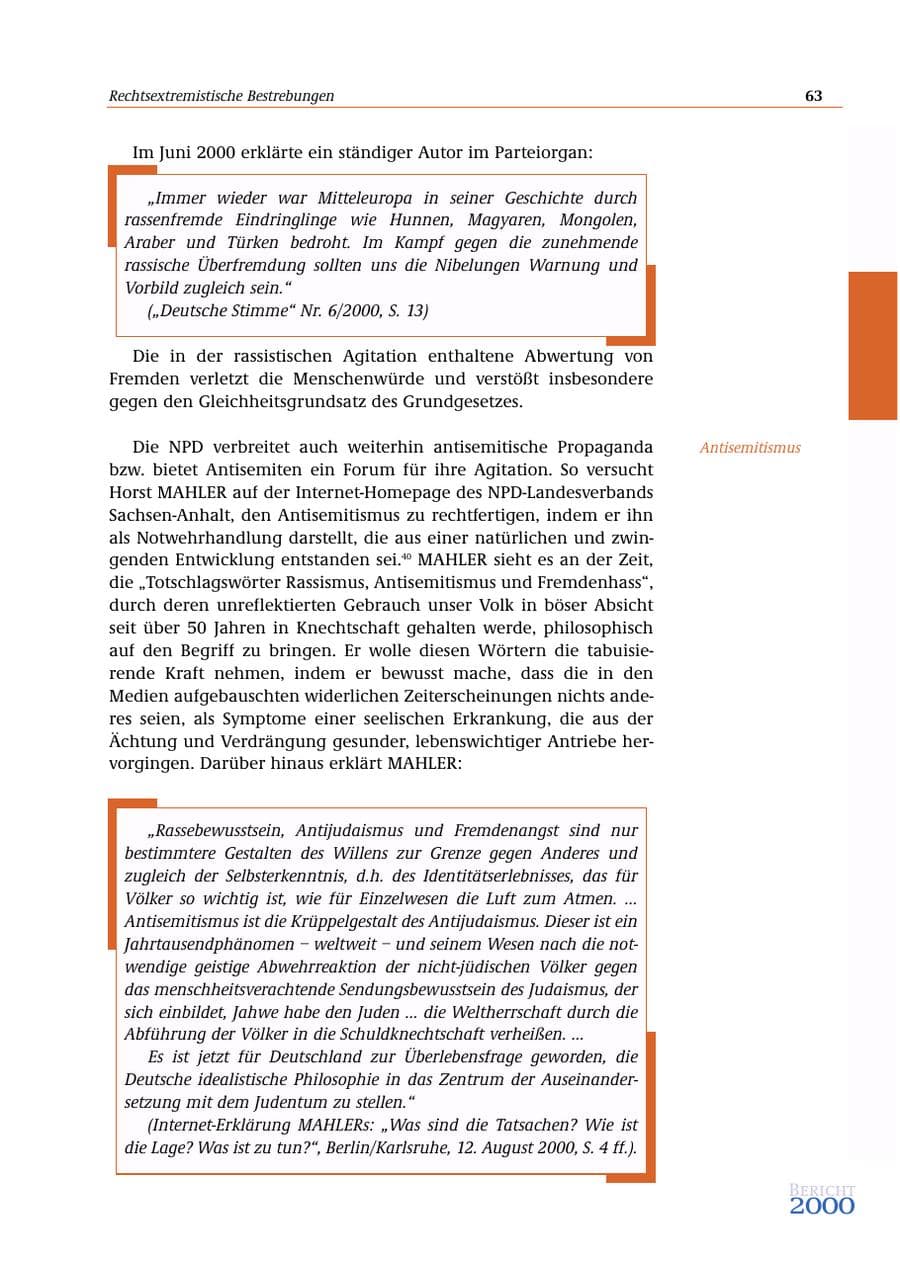 Seite 64 des Verfassungsschutzbericht 2000 Bund