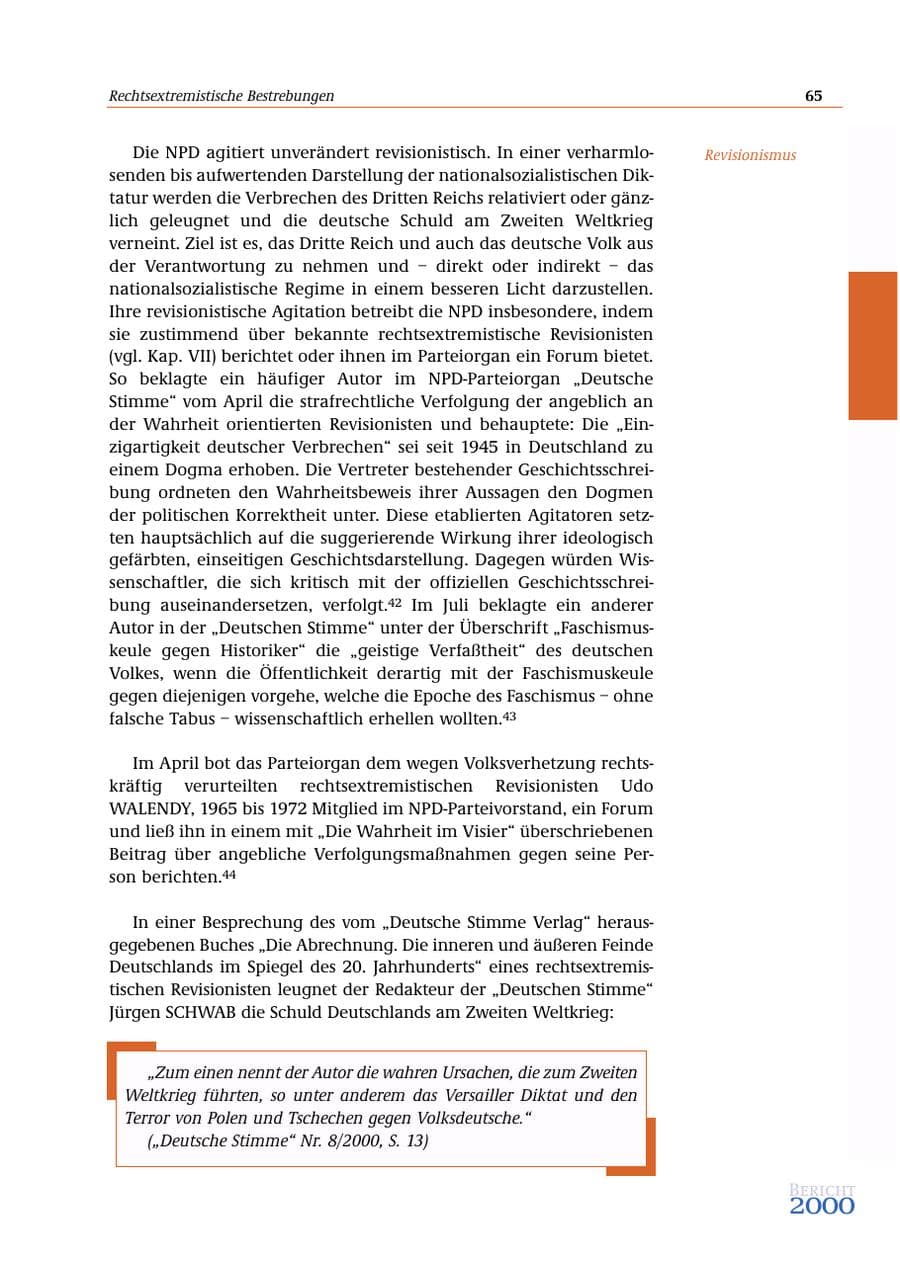 Seite 66 des Verfassungsschutzbericht 2000 Bund