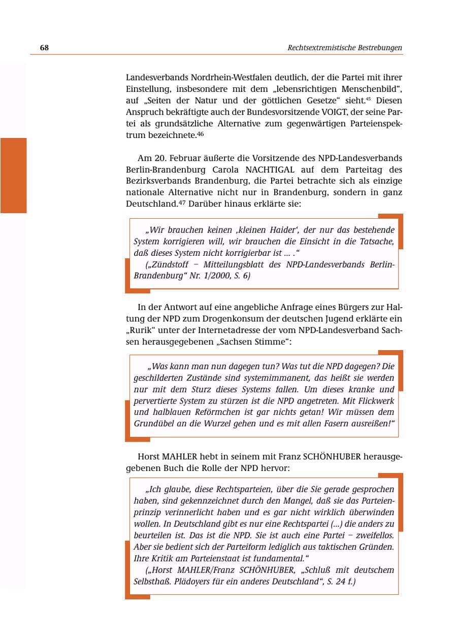 Seite 69 des Verfassungsschutzbericht 2000 Bund