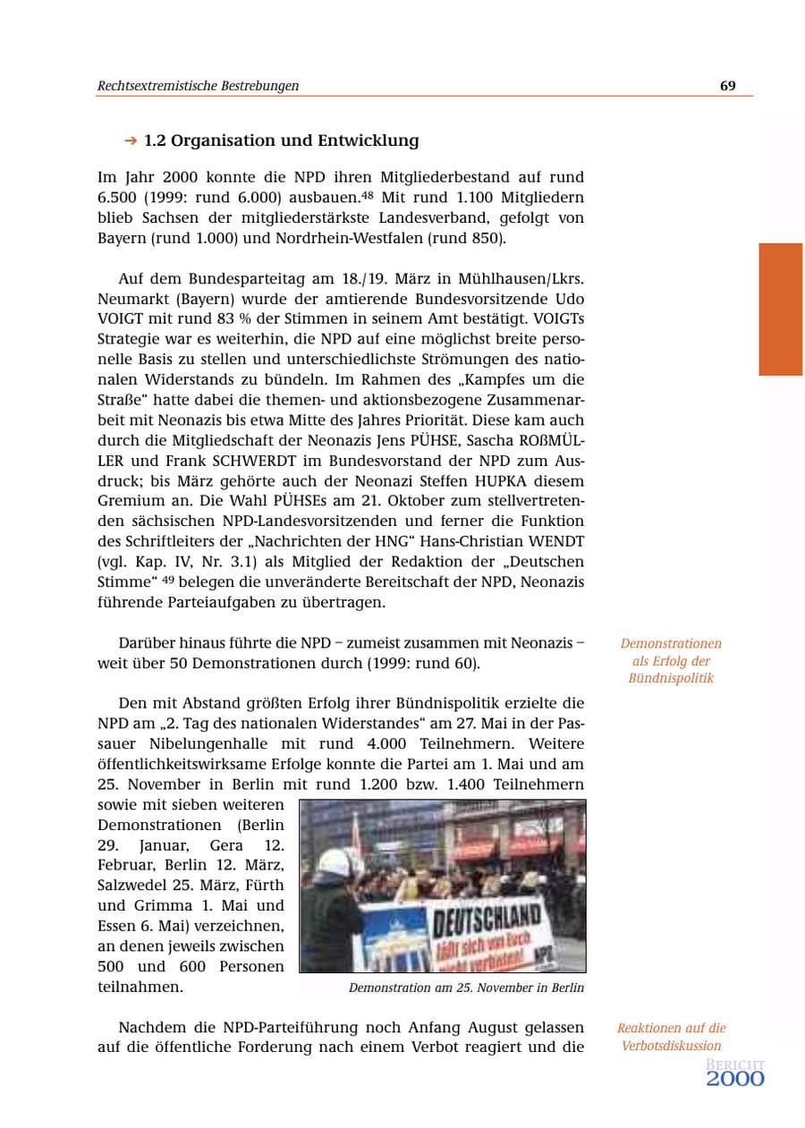 Seite 70 des Verfassungsschutzbericht 2000 Bund