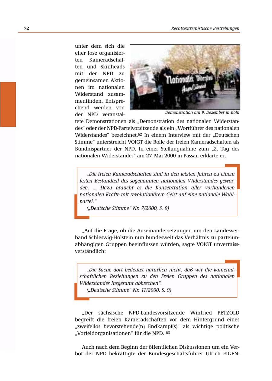Seite 73 des Verfassungsschutzbericht 2000 Bund