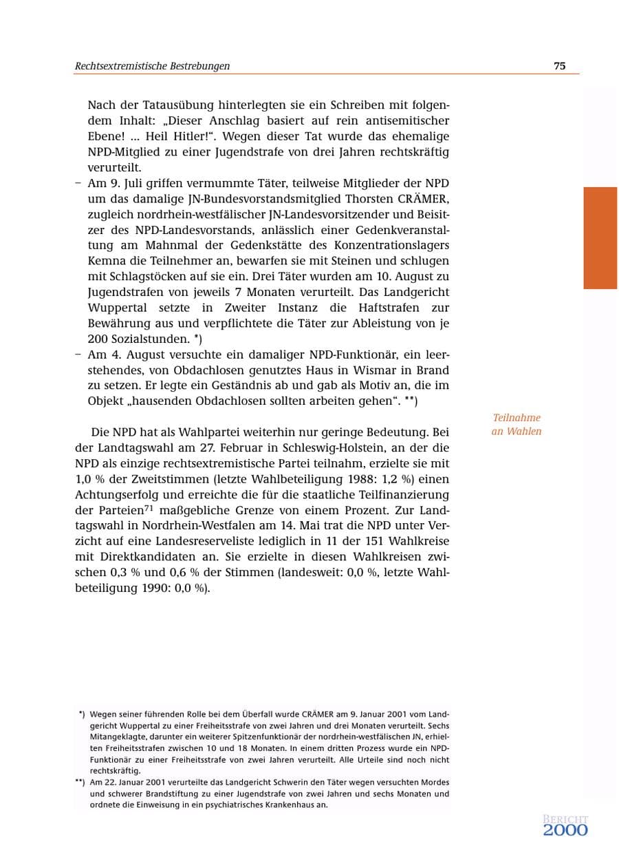Seite 76 des Verfassungsschutzbericht 2000 Bund