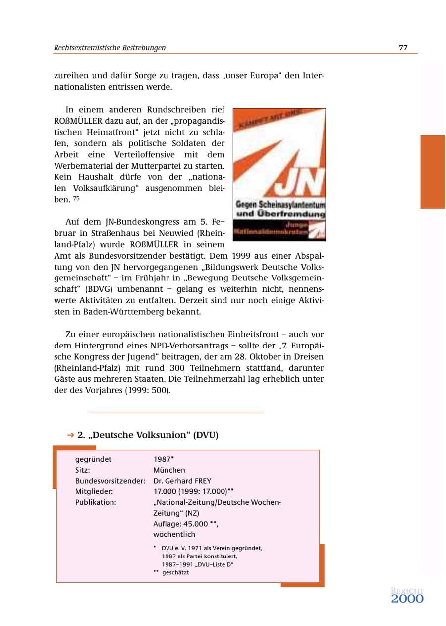 Seite 78 des Verfassungsschutzbericht 2000 Bund