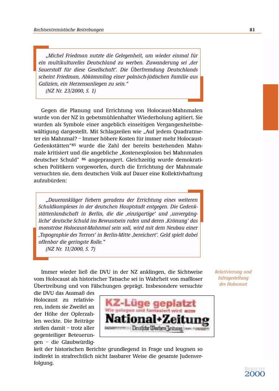 Seite 82 des Verfassungsschutzbericht 2000 Bund