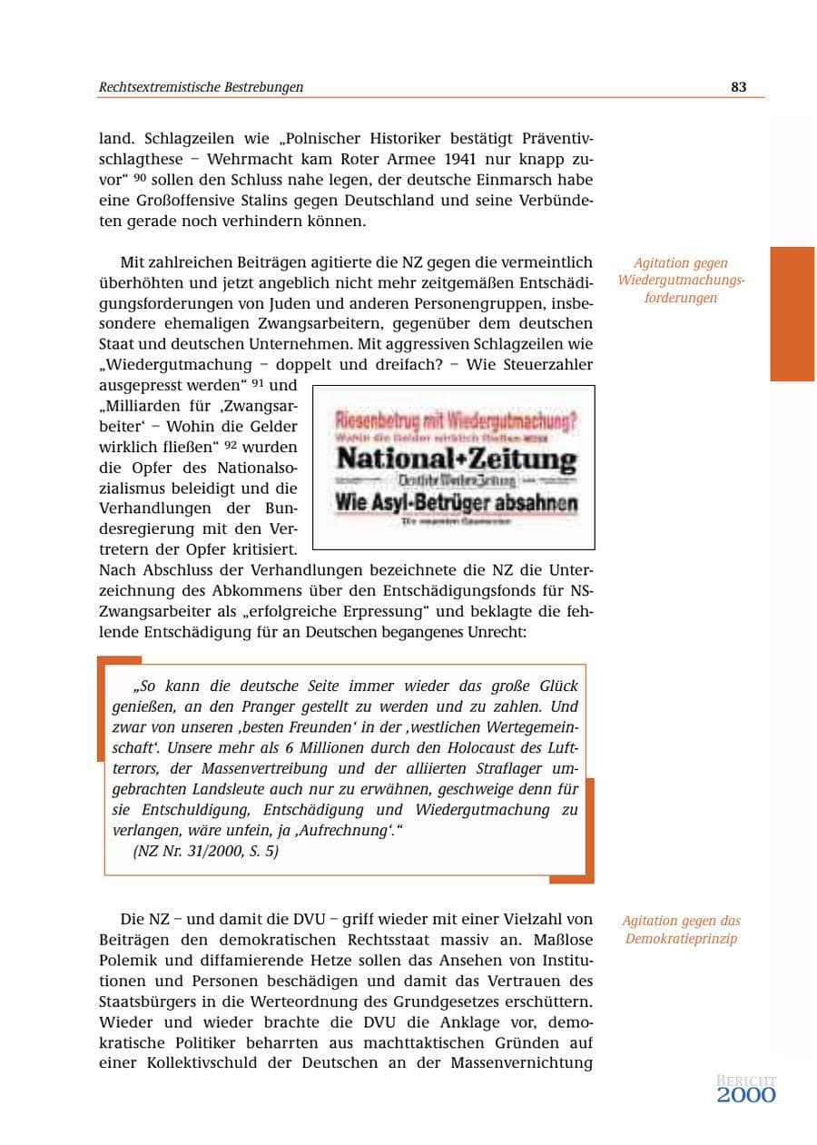 Seite 84 des Verfassungsschutzbericht 2000 Bund