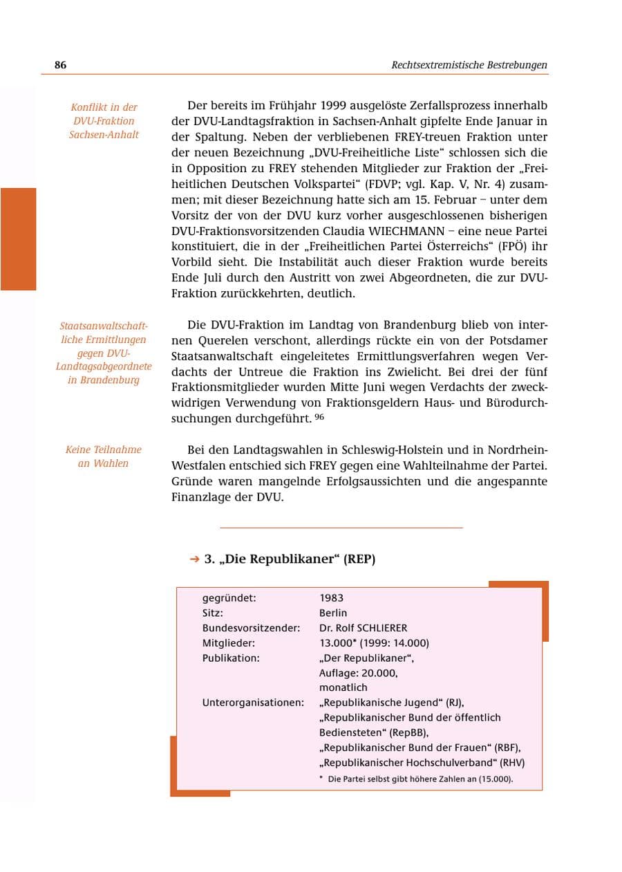 Seite 87 des Verfassungsschutzbericht 2000 Bund