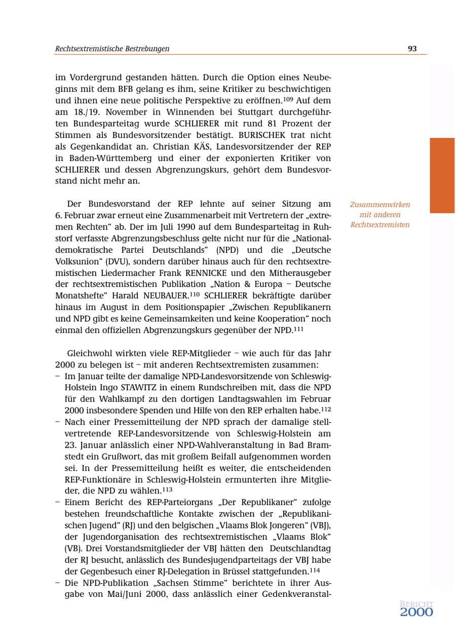 Seite 94 des Verfassungsschutzbericht 2000 Bund