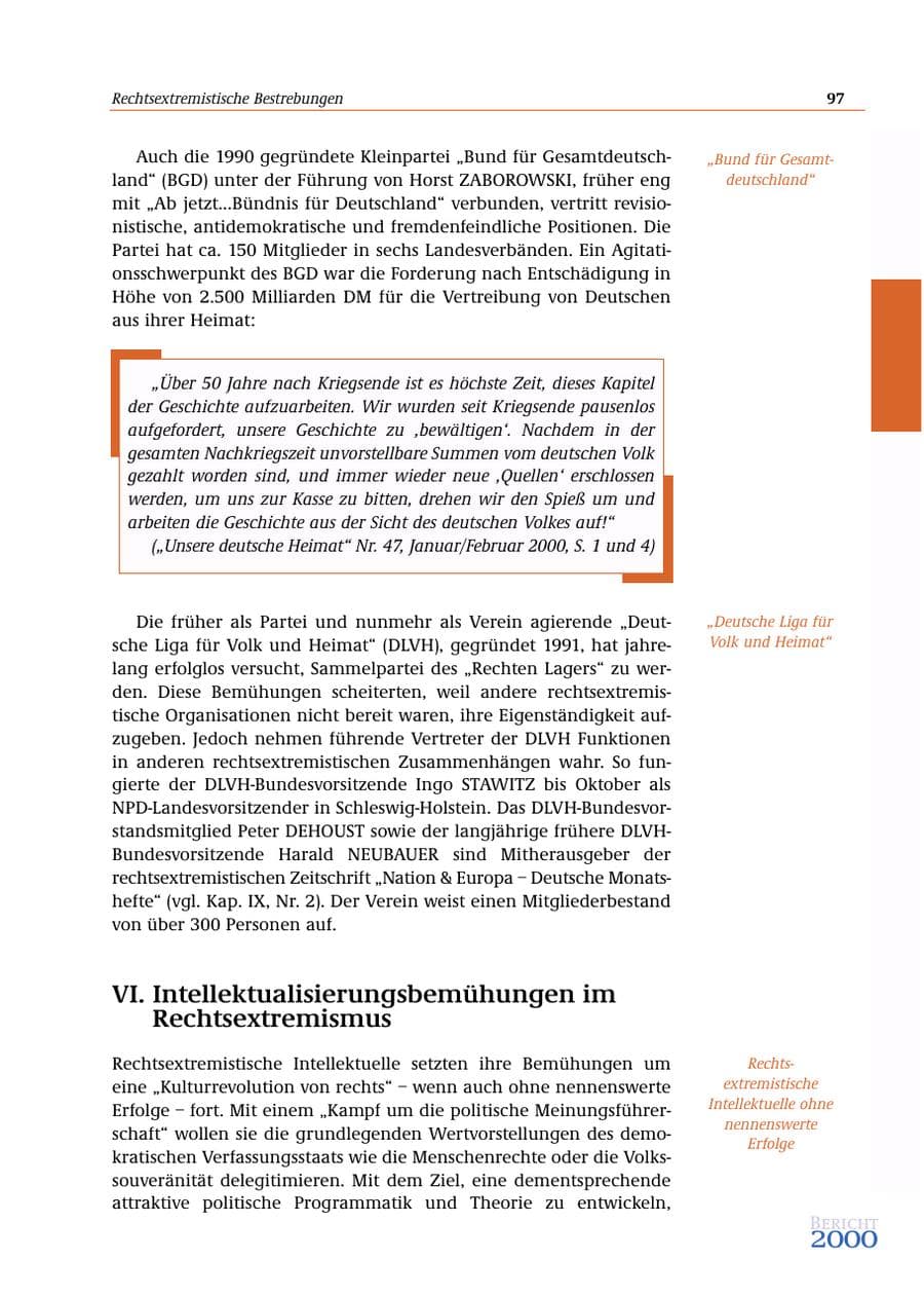 Seite 98 des Verfassungsschutzbericht 2000 Bund