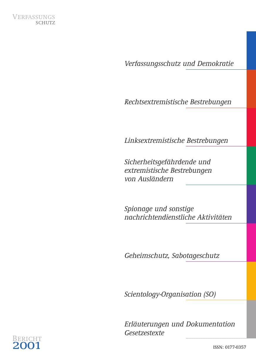 Seite 2 des Verfassungsschutzbericht 2001 Bund