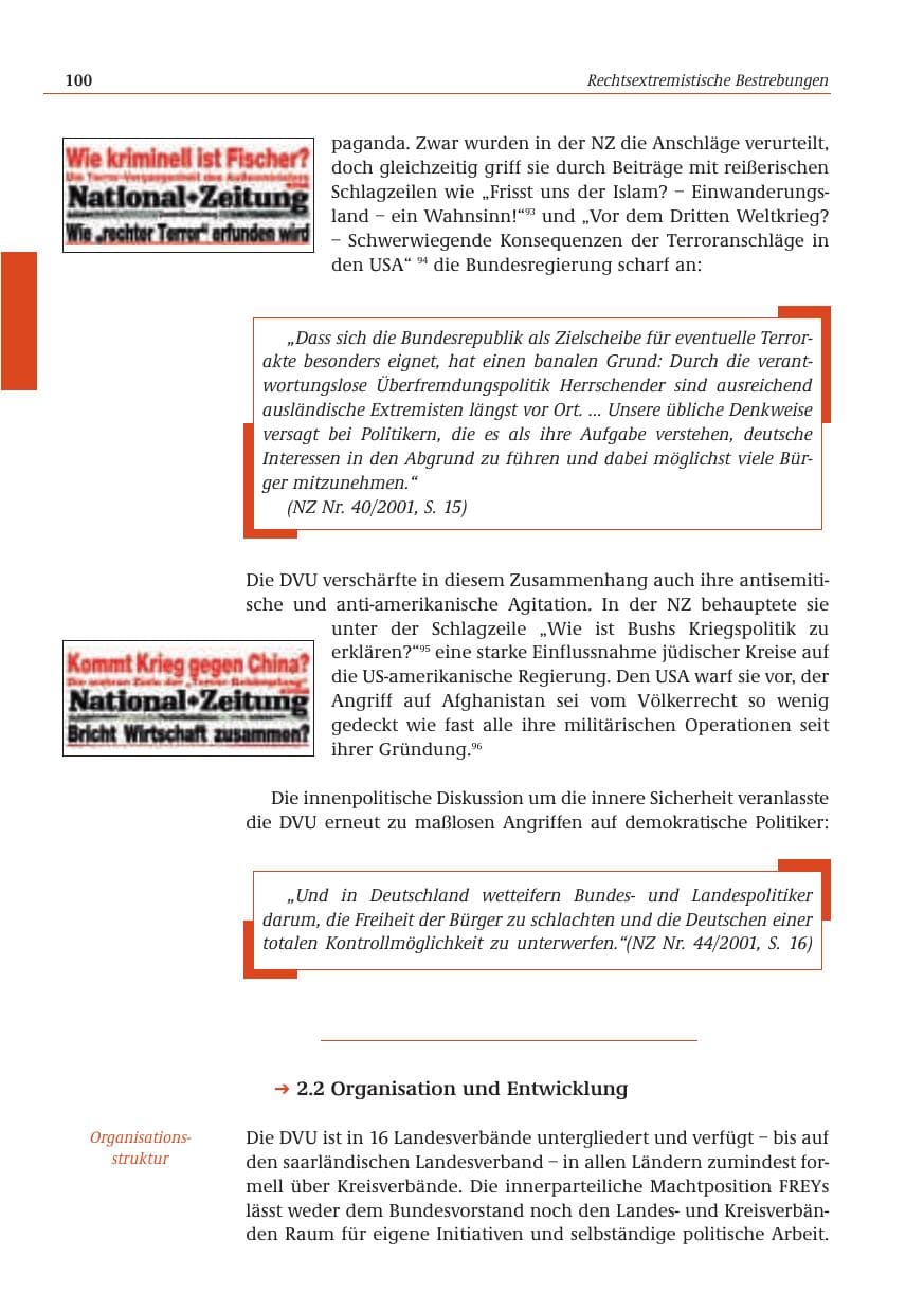 Seite 101 des Verfassungsschutzbericht 2001 Bund