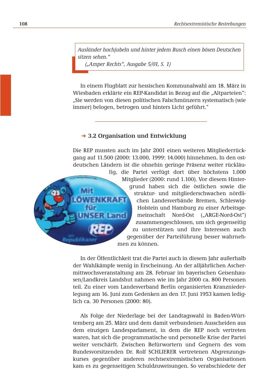 Seite 109 des Verfassungsschutzbericht 2001 Bund