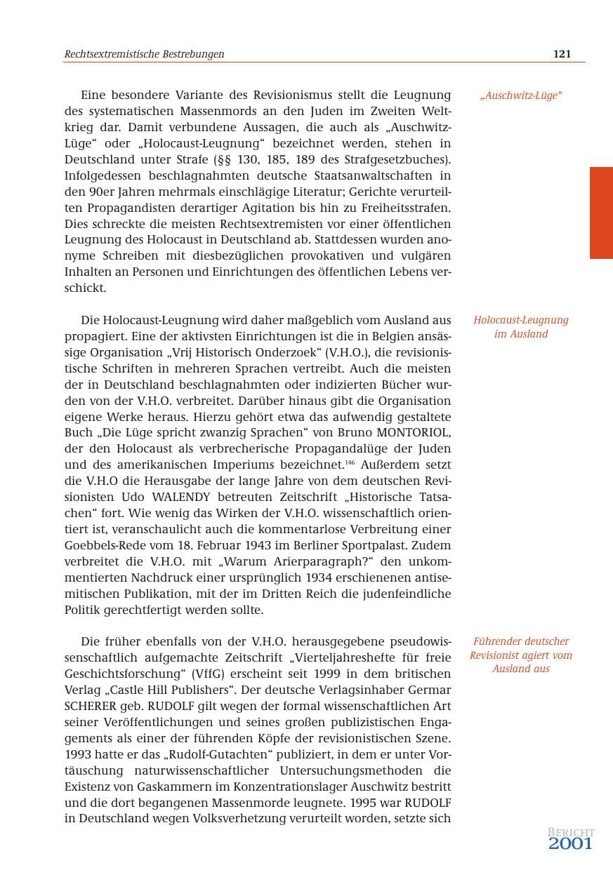 Seite 122 des Verfassungsschutzbericht 2001 Bund