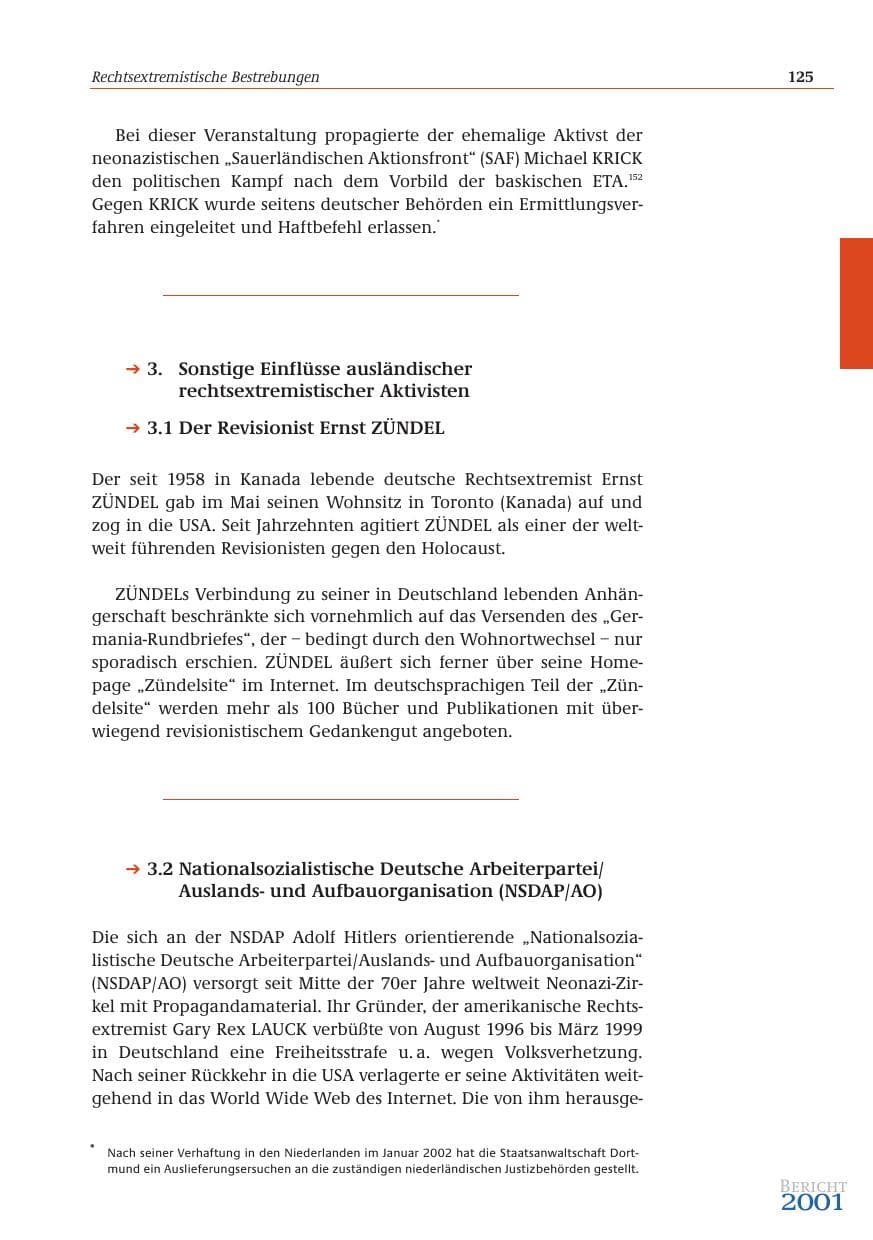 Seite 126 des Verfassungsschutzbericht 2001 Bund