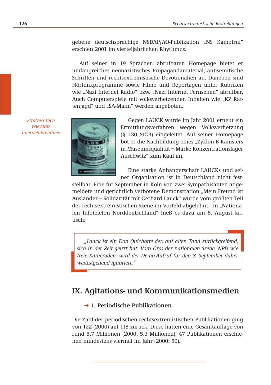 Seite 127 des Verfassungsschutzbericht 2001 Bund
