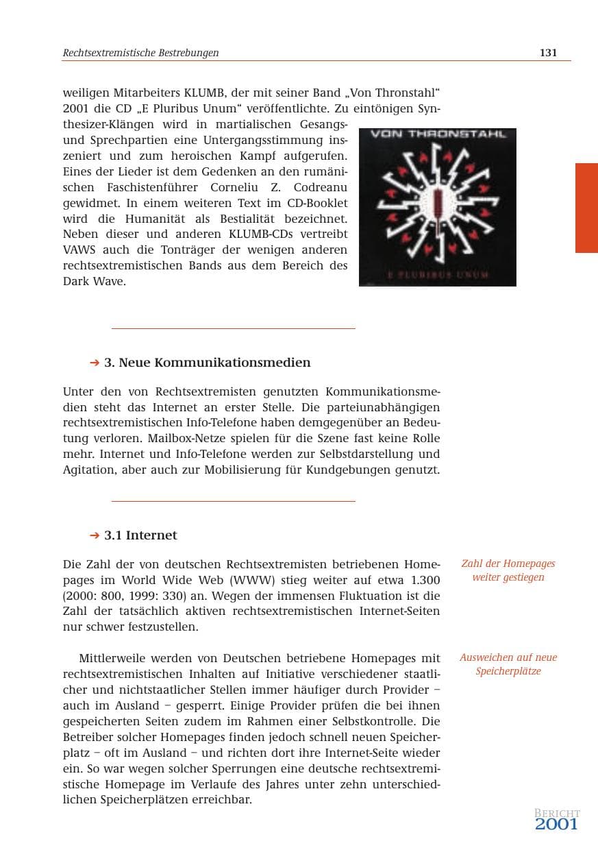 Seite 132 des Verfassungsschutzbericht 2001 Bund