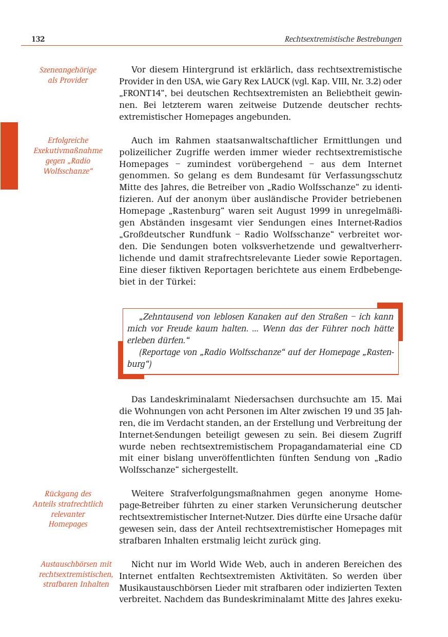Seite 133 des Verfassungsschutzbericht 2001 Bund