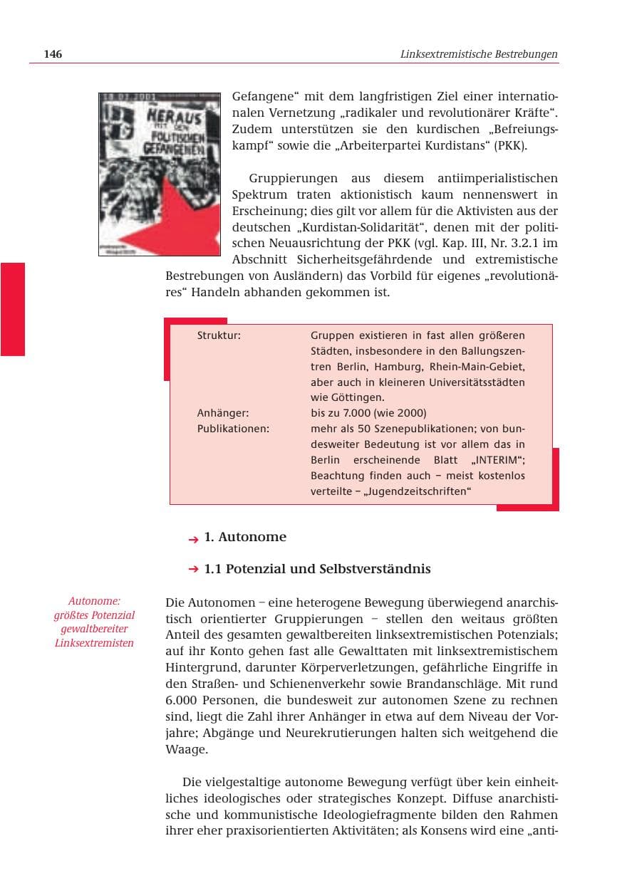 Seite 147 des Verfassungsschutzbericht 2001 Bund