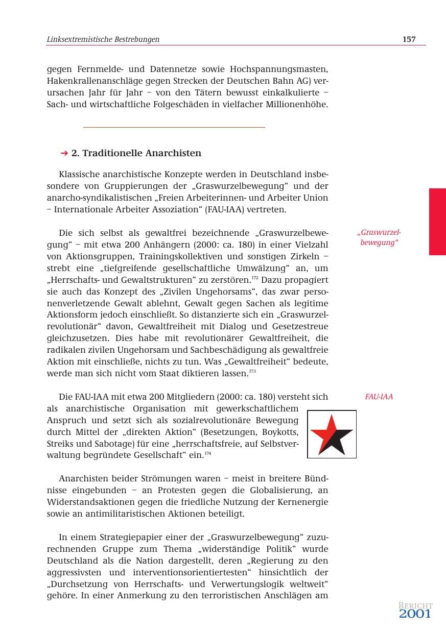 Seite 158 des Verfassungsschutzbericht 2001 Bund