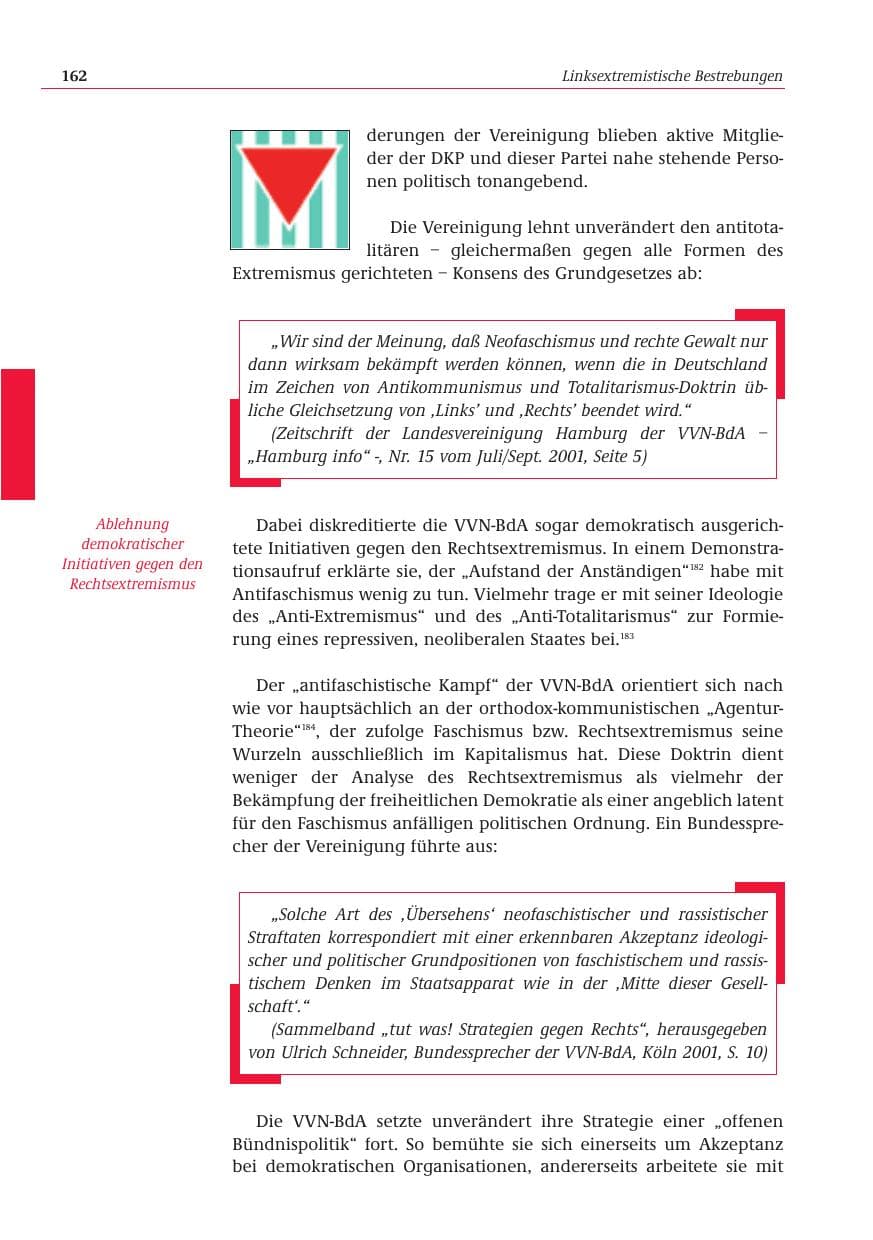 Seite 163 des Verfassungsschutzbericht 2001 Bund