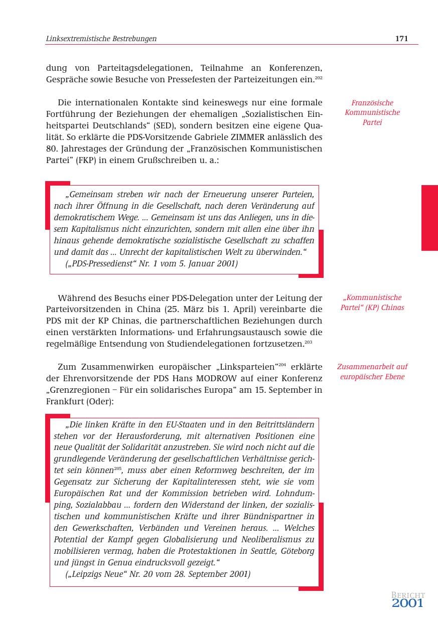 Seite 172 des Verfassungsschutzbericht 2001 Bund