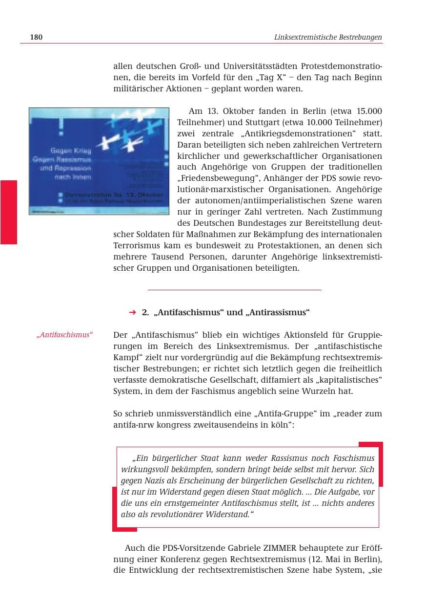 Seite 181 des Verfassungsschutzbericht 2001 Bund