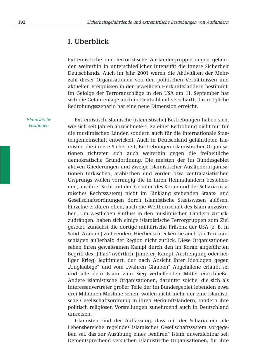 Seite 193 des Verfassungsschutzbericht 2001 Bund
