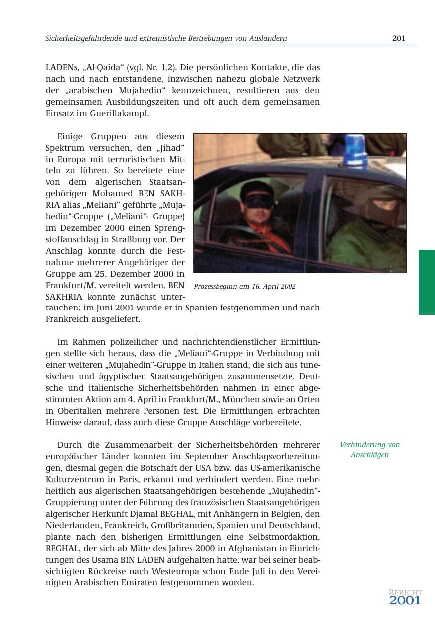 Seite 202 des Verfassungsschutzbericht 2001 Bund