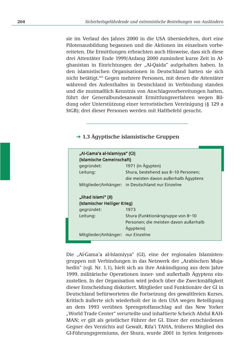 Seite 205 des Verfassungsschutzbericht 2001 Bund
