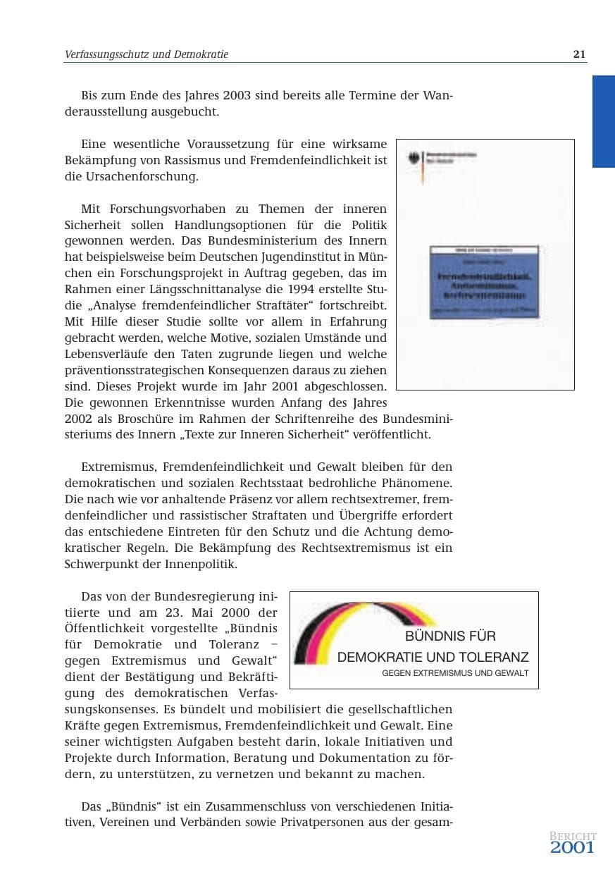 Seite 22 des Verfassungsschutzbericht 2001 Bund