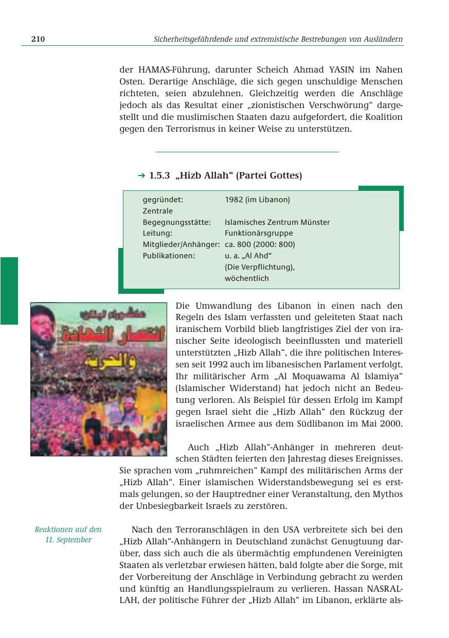 Seite 211 des Verfassungsschutzbericht 2001 Bund
