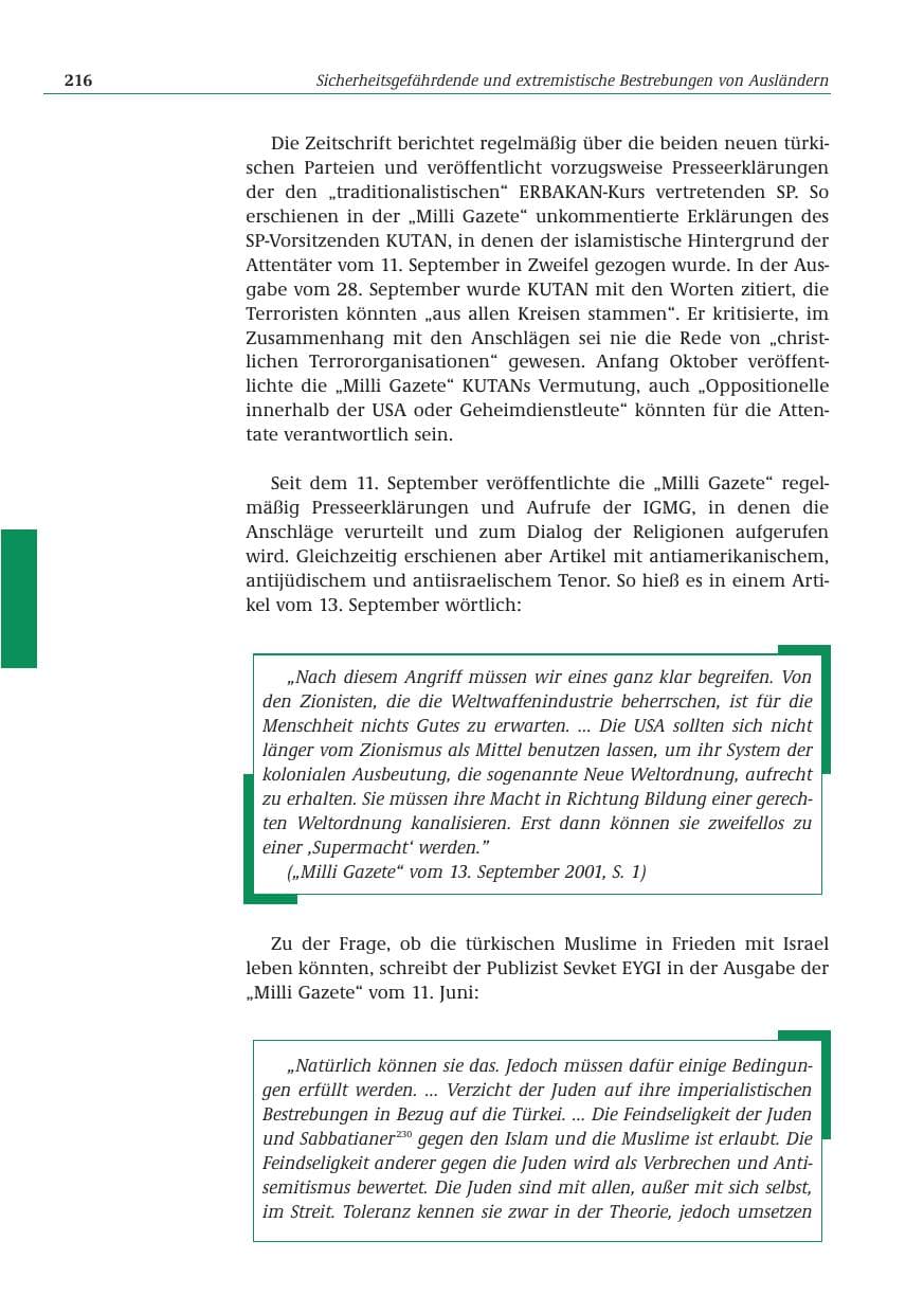 Seite 217 des Verfassungsschutzbericht 2001 Bund