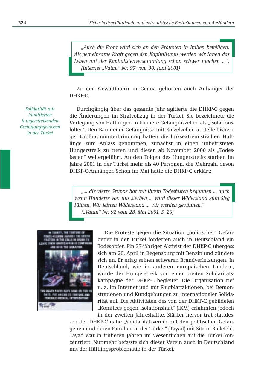 Seite 225 des Verfassungsschutzbericht 2001 Bund