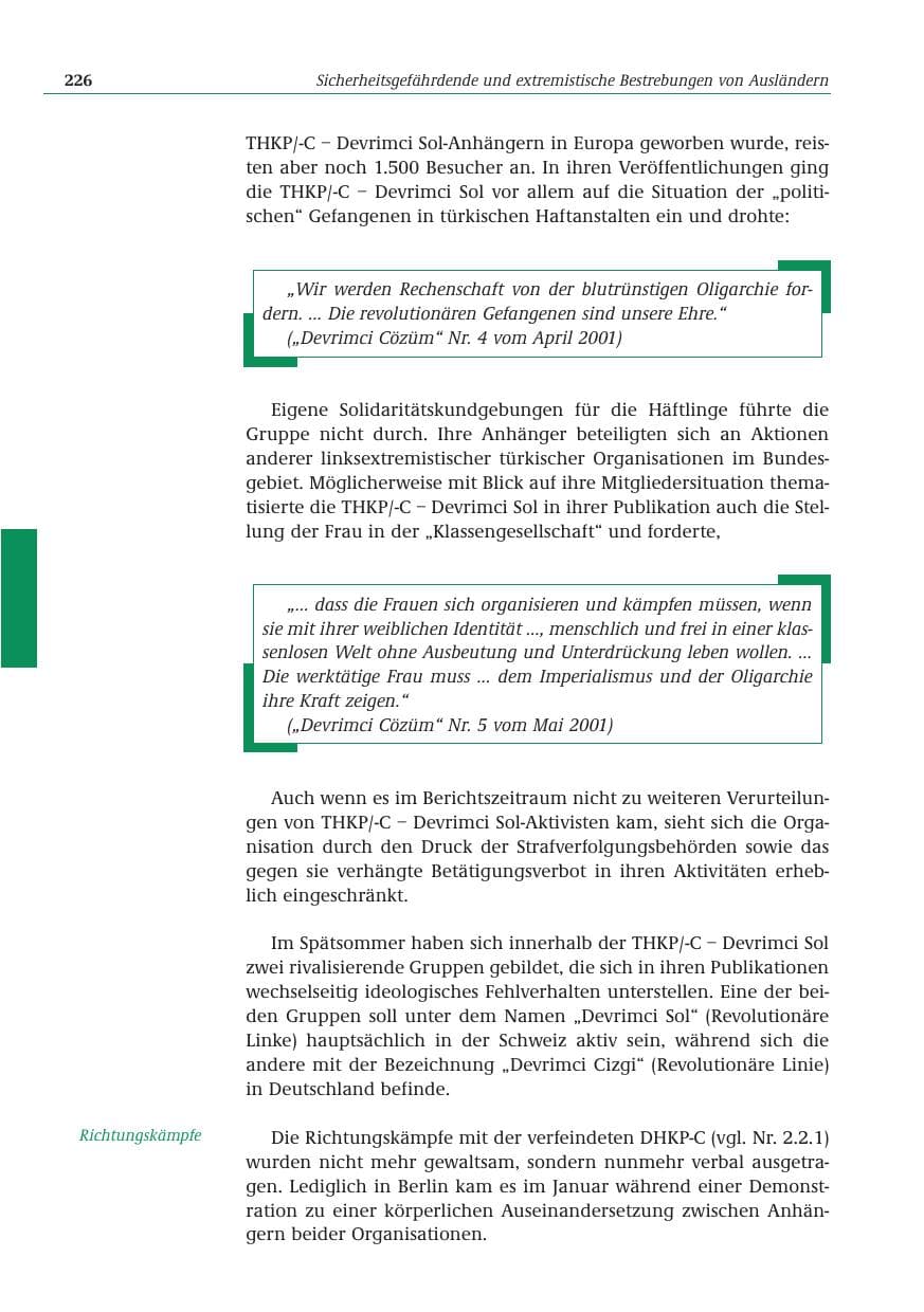 Seite 227 des Verfassungsschutzbericht 2001 Bund