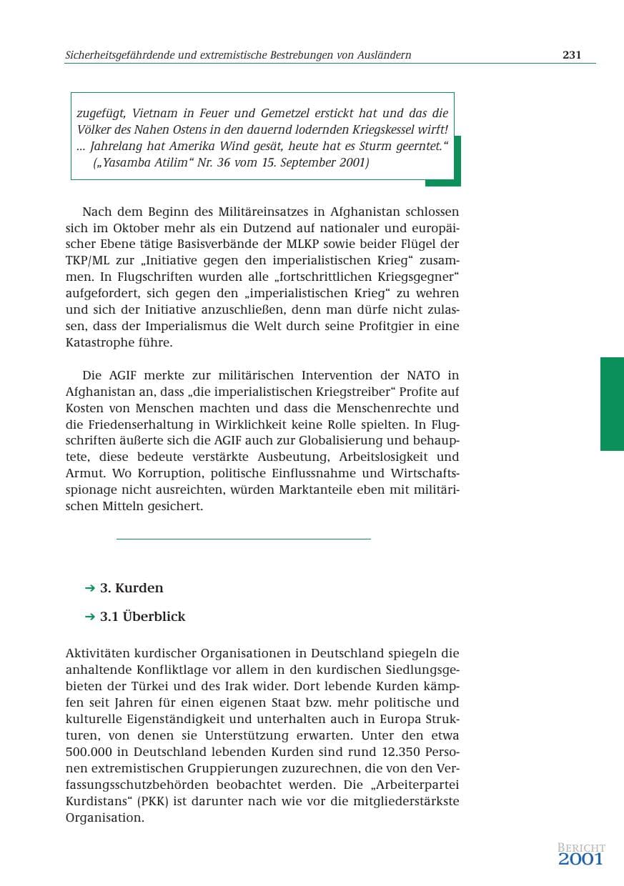 Seite 232 des Verfassungsschutzbericht 2001 Bund