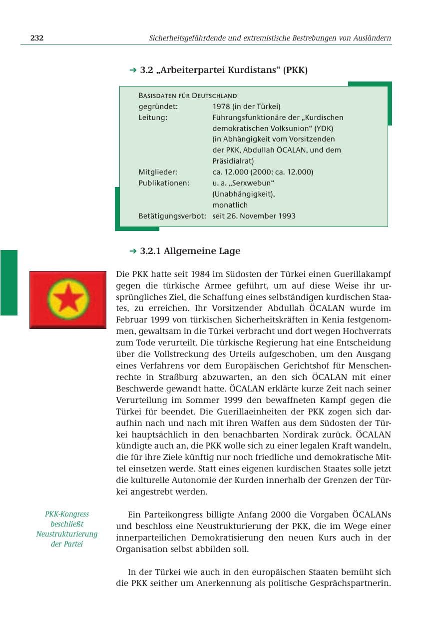 Seite 233 des Verfassungsschutzbericht 2001 Bund