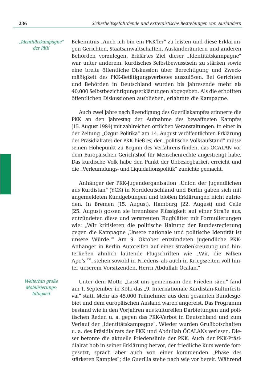 Seite 237 des Verfassungsschutzbericht 2001 Bund