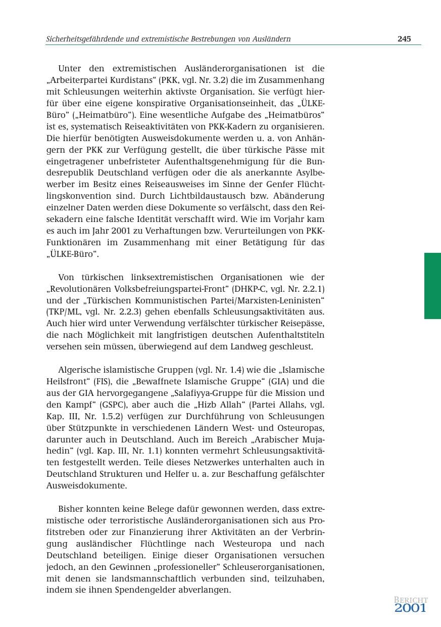 Seite 246 des Verfassungsschutzbericht 2001 Bund