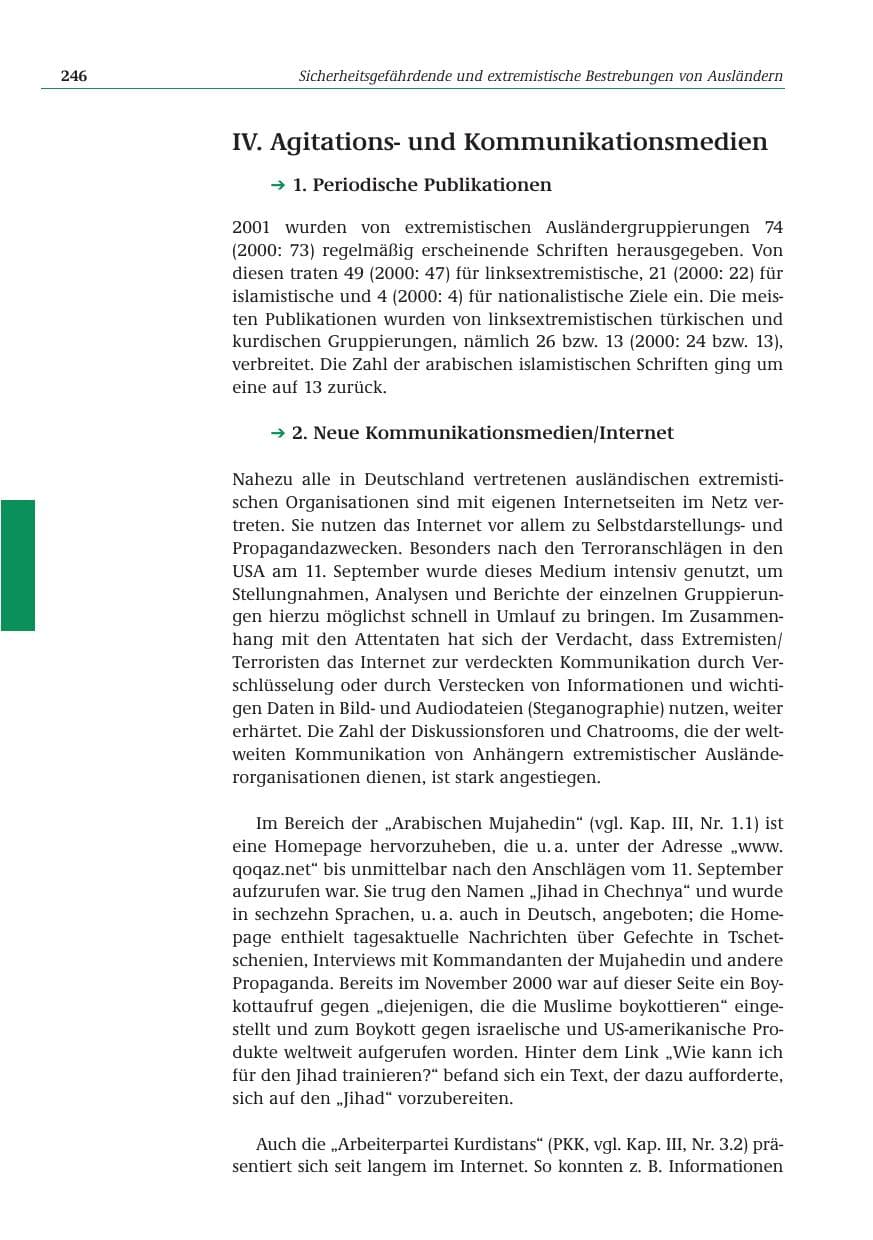Seite 247 des Verfassungsschutzbericht 2001 Bund