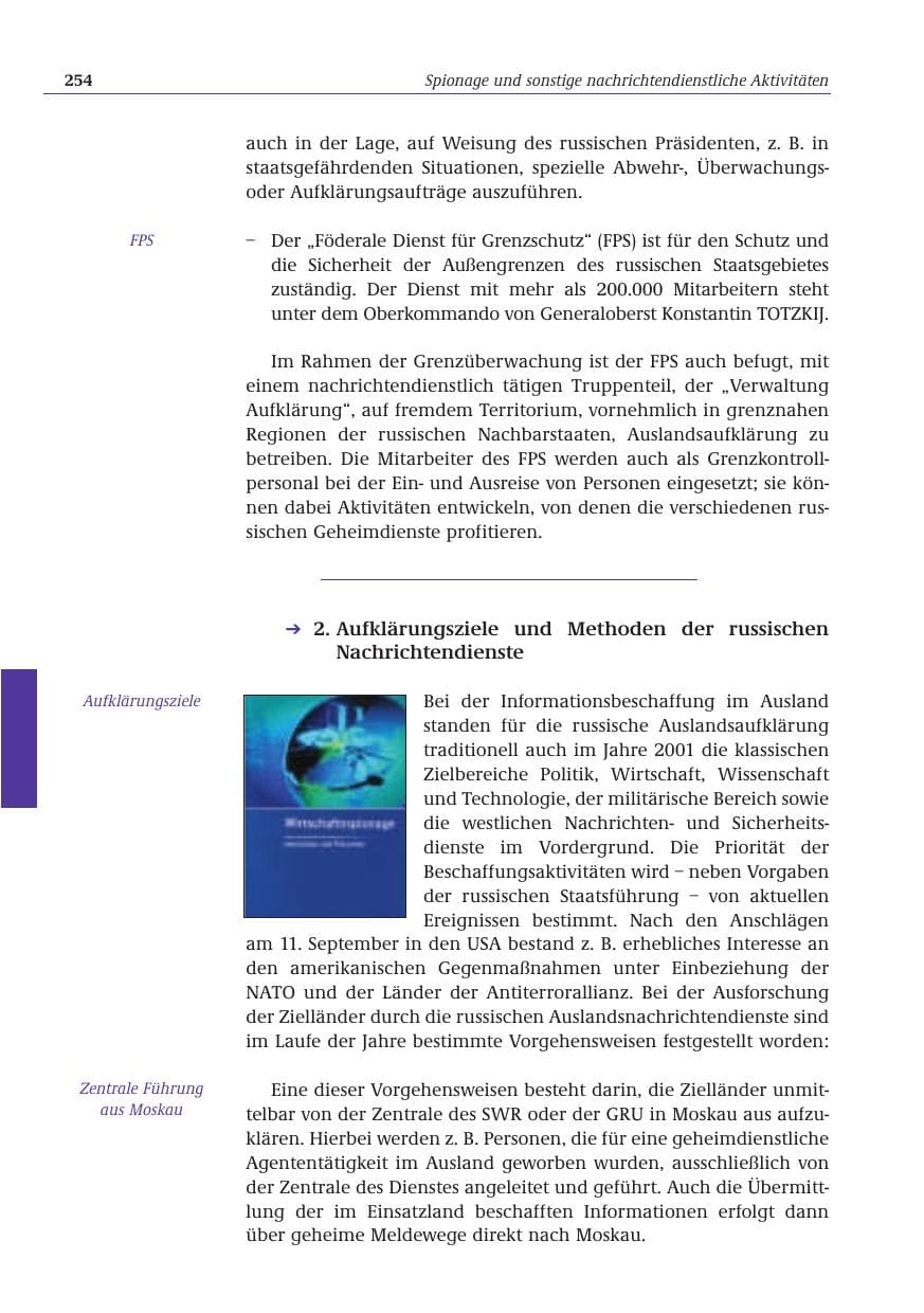 Seite 255 des Verfassungsschutzbericht 2001 Bund