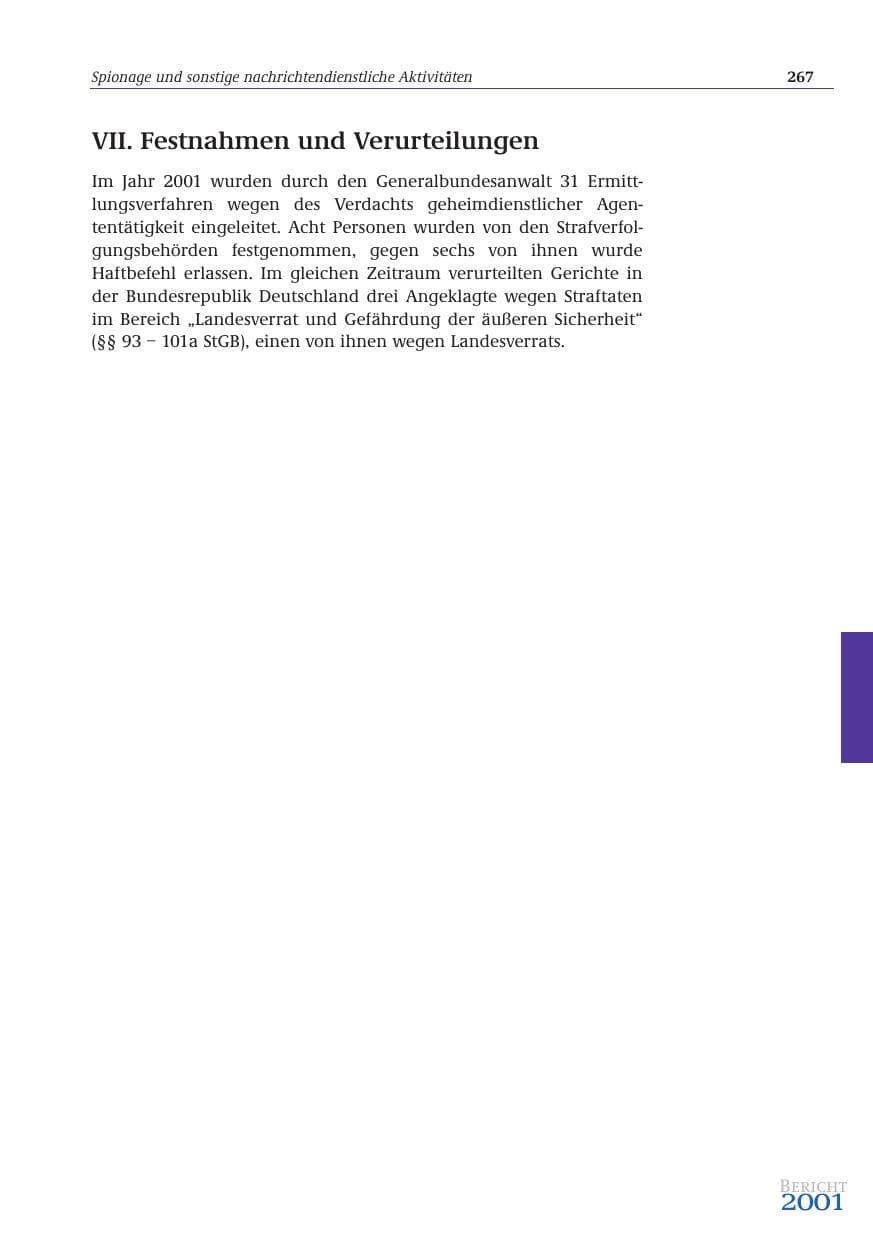Seite 268 des Verfassungsschutzbericht 2001 Bund