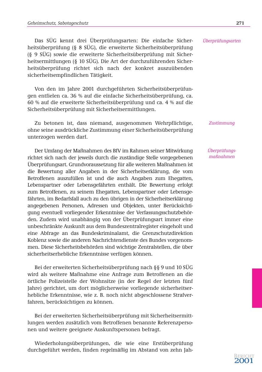Seite 272 des Verfassungsschutzbericht 2001 Bund
