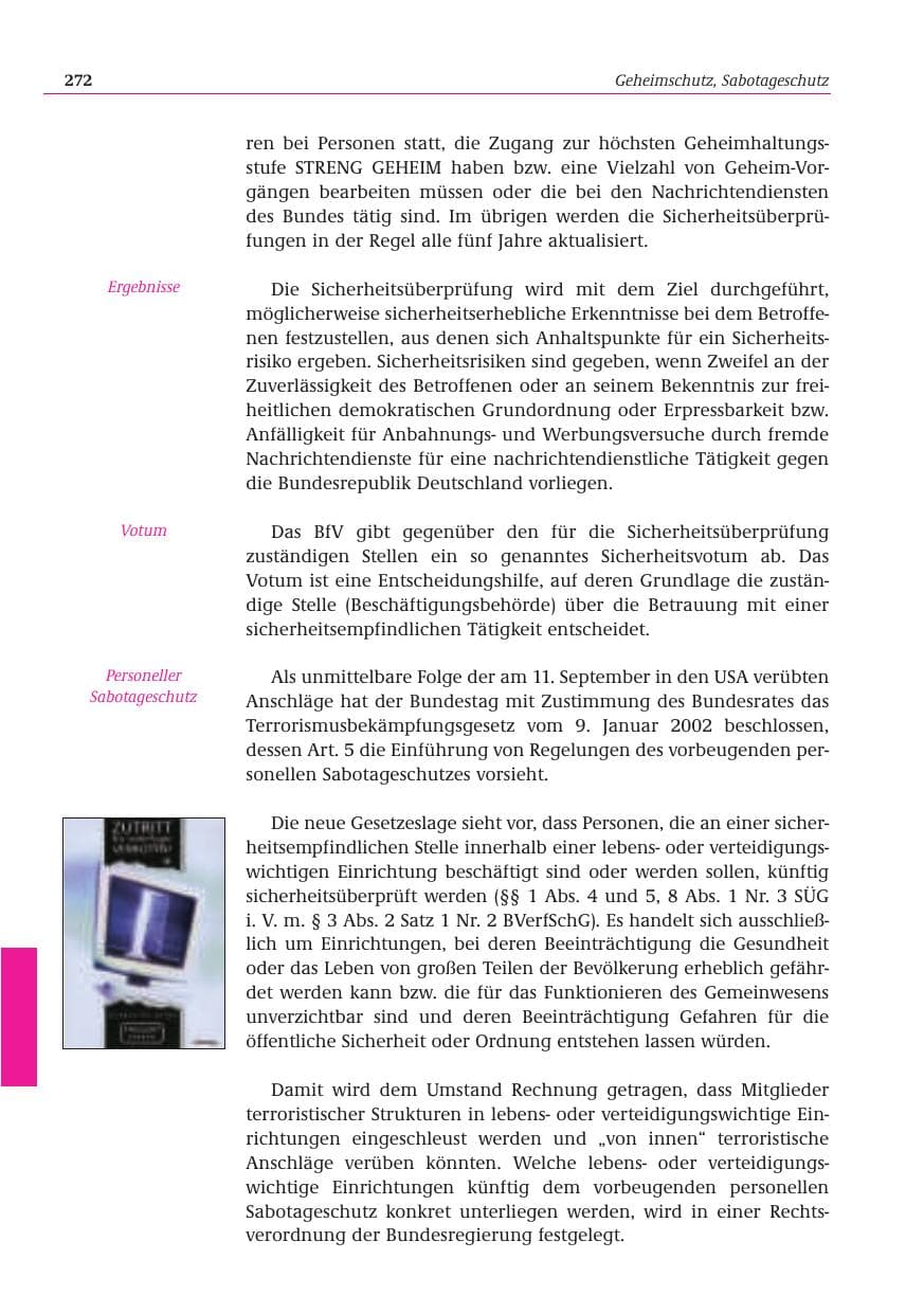 Seite 273 des Verfassungsschutzbericht 2001 Bund