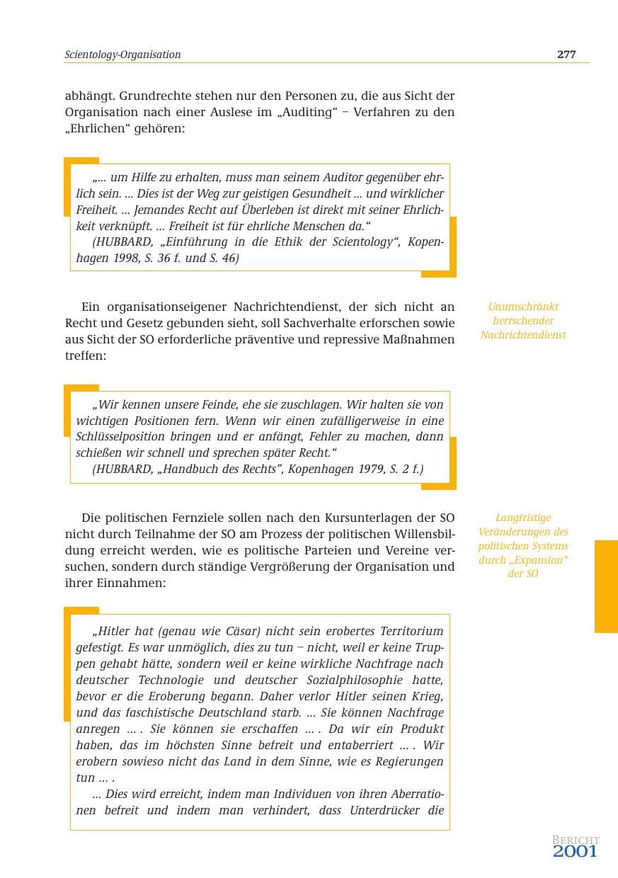 Seite 278 des Verfassungsschutzbericht 2001 Bund
