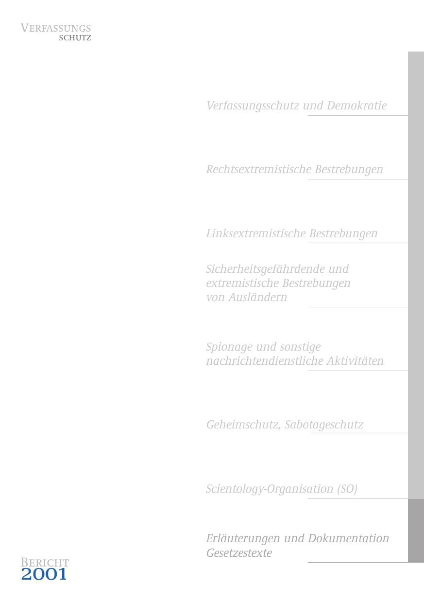 Seite 282 des Verfassungsschutzbericht 2001 Bund