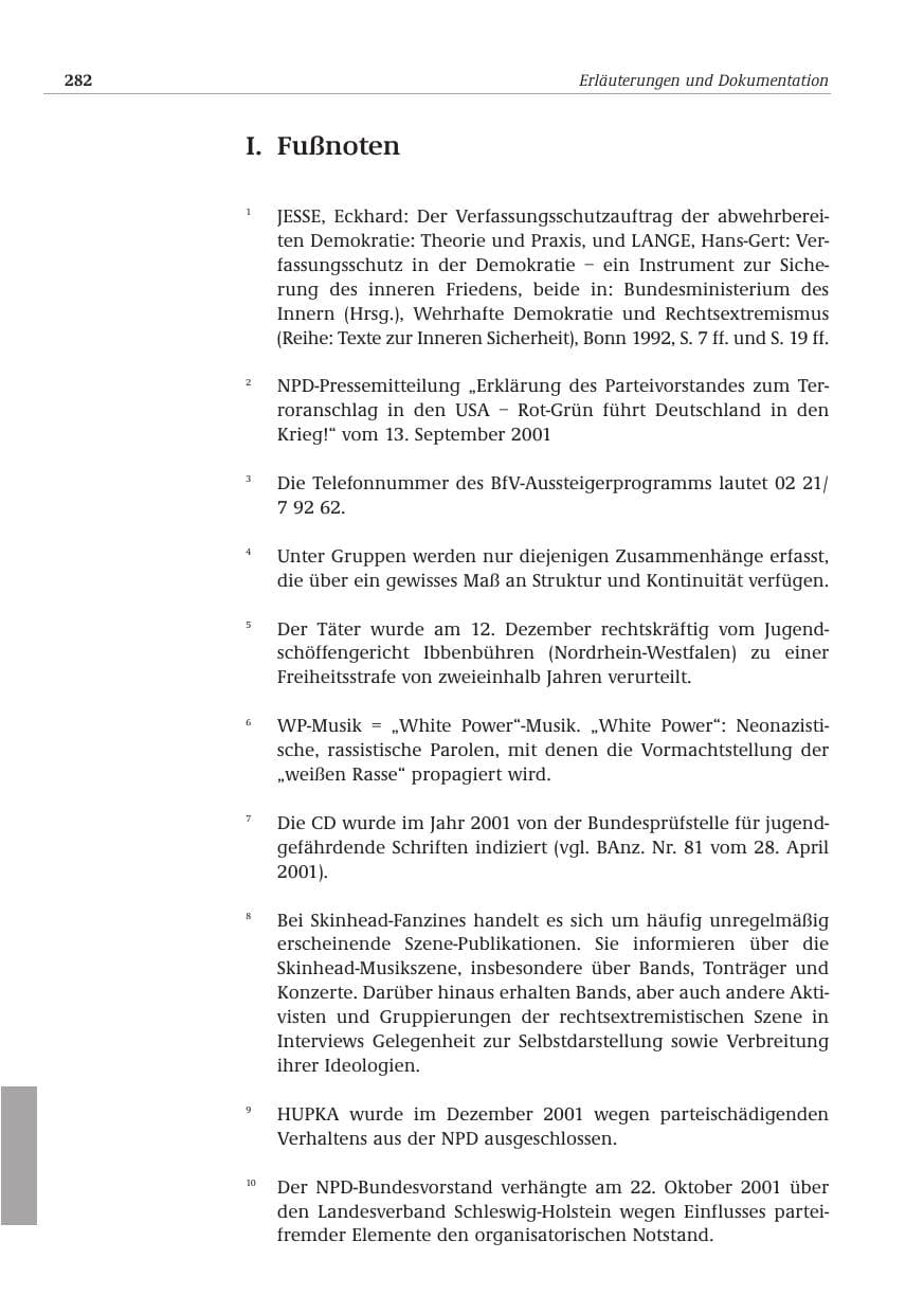 Seite 283 des Verfassungsschutzbericht 2001 Bund