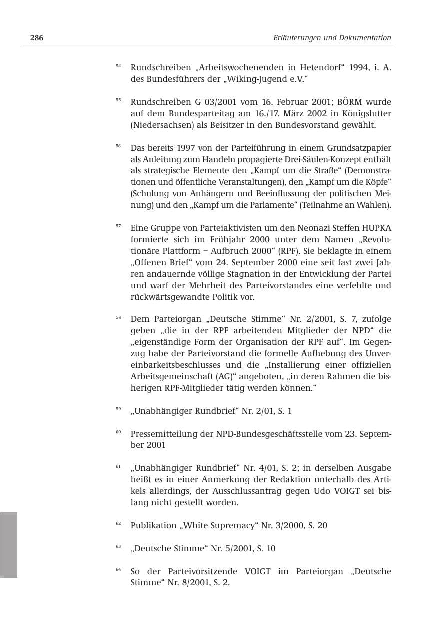 Seite 287 des Verfassungsschutzbericht 2001 Bund