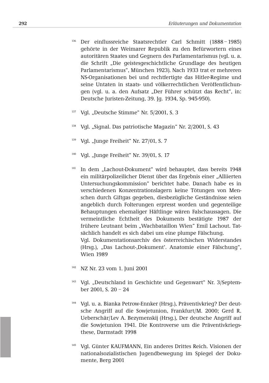 Seite 293 des Verfassungsschutzbericht 2001 Bund