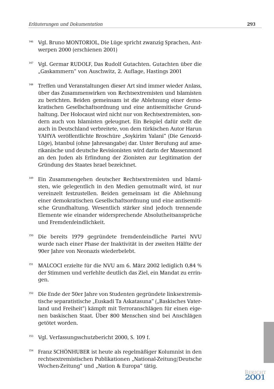 Seite 294 des Verfassungsschutzbericht 2001 Bund