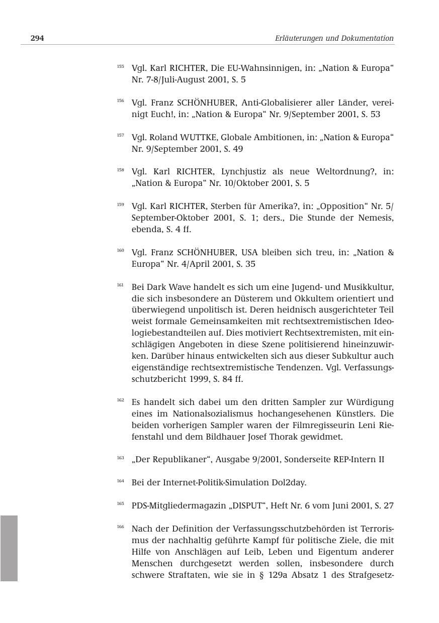 Seite 295 des Verfassungsschutzbericht 2001 Bund