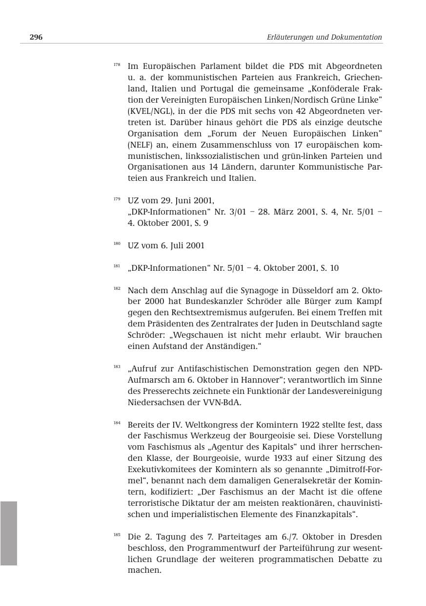 Seite 297 des Verfassungsschutzbericht 2001 Bund